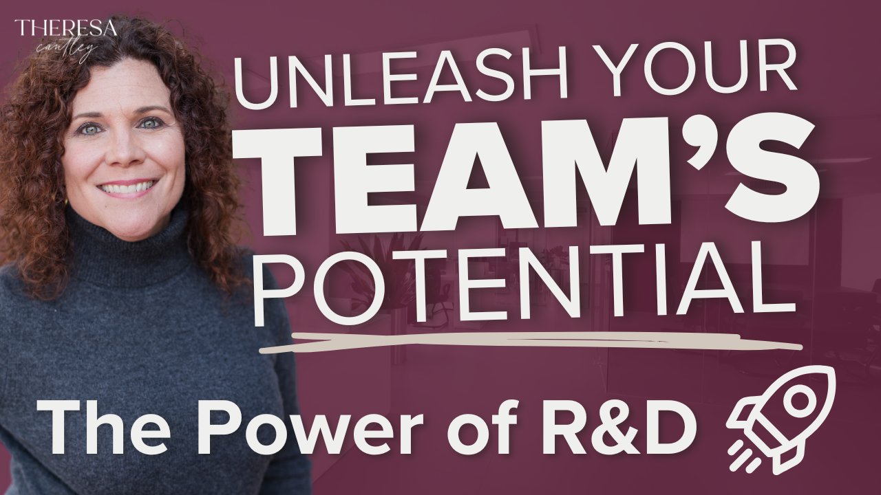 A woman smiling next to text that reads "Unleash Your Team's Potential: The Power of research & development" with a rocket icon, promoting an event in Fayetteville focused on innovative Business Summit Organization and high-end corporate retreats.